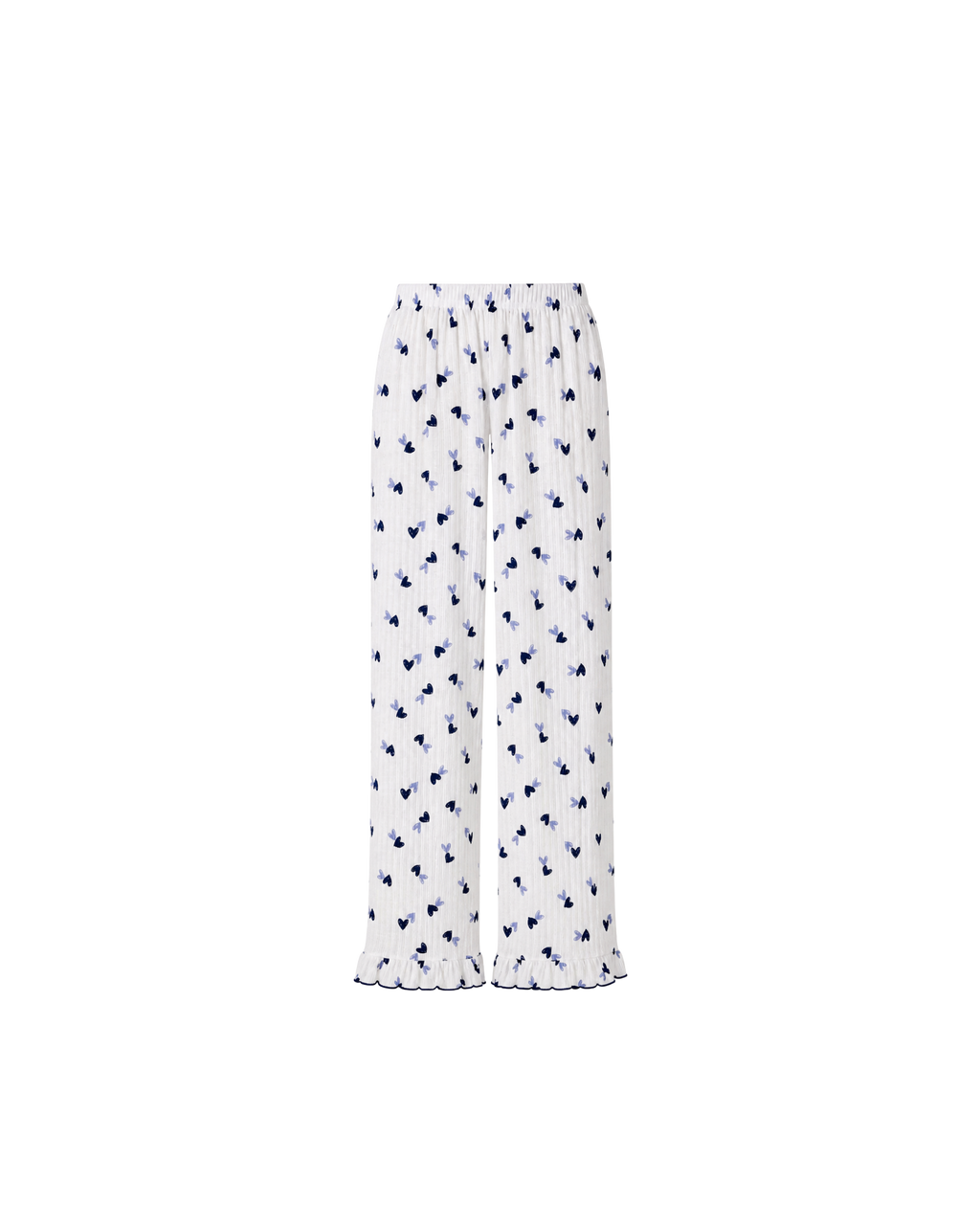 Pyjama Blanc 2 Pièces — Imprimé Cœurs Bleu Marine