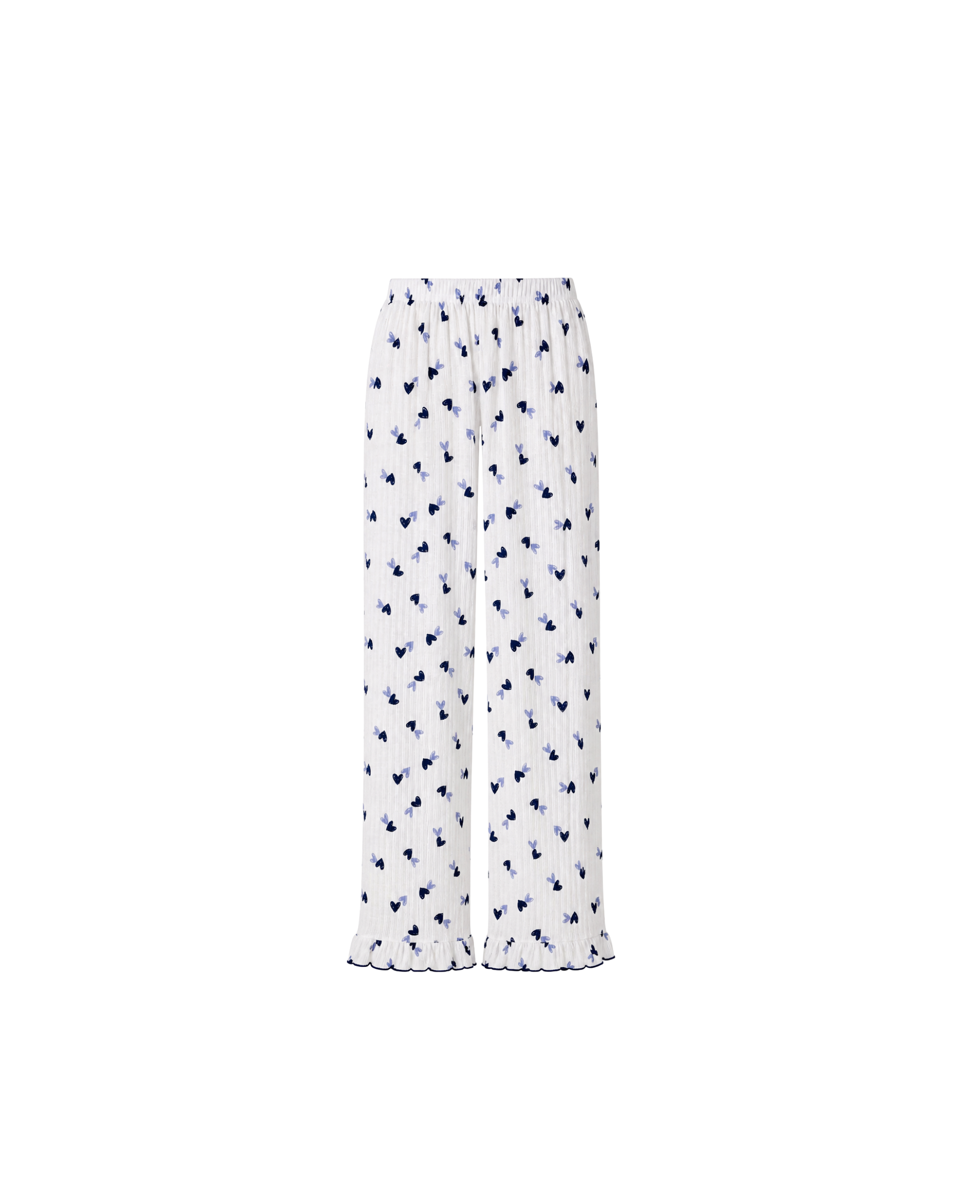 Pyjama Blanc 2 Pièces — Imprimé Cœurs Bleu Marine