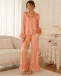 PYJAMA SATIN SAUMON 3 PIÈCES ÉLÉGANCE FÉMININE - La Sprezzatura pyjamas