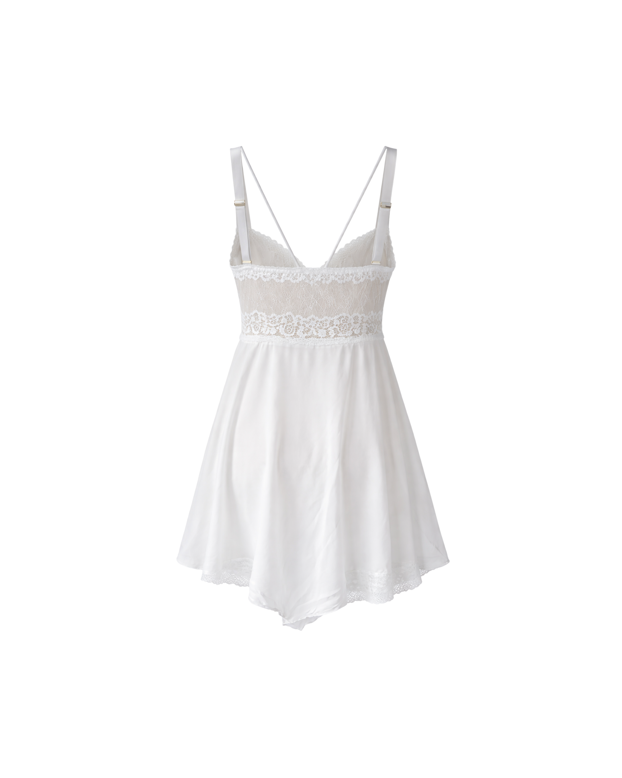 NUISETTE BLANCHE DENTELLE & STRING – MATIÈRE STRETCH