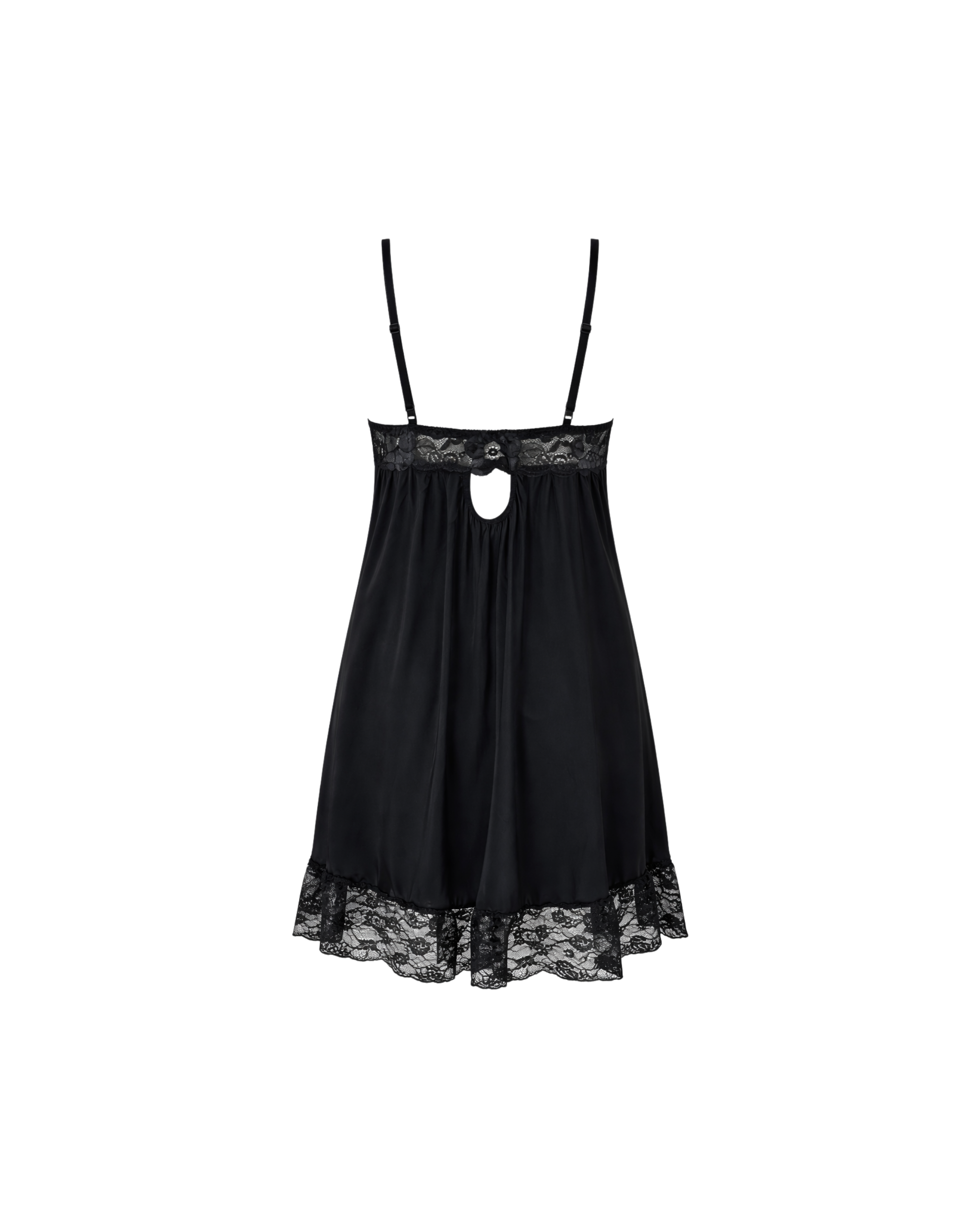 Ensemble Nuisette Dentelle Noir 3 Pièces avec Peignoir & String