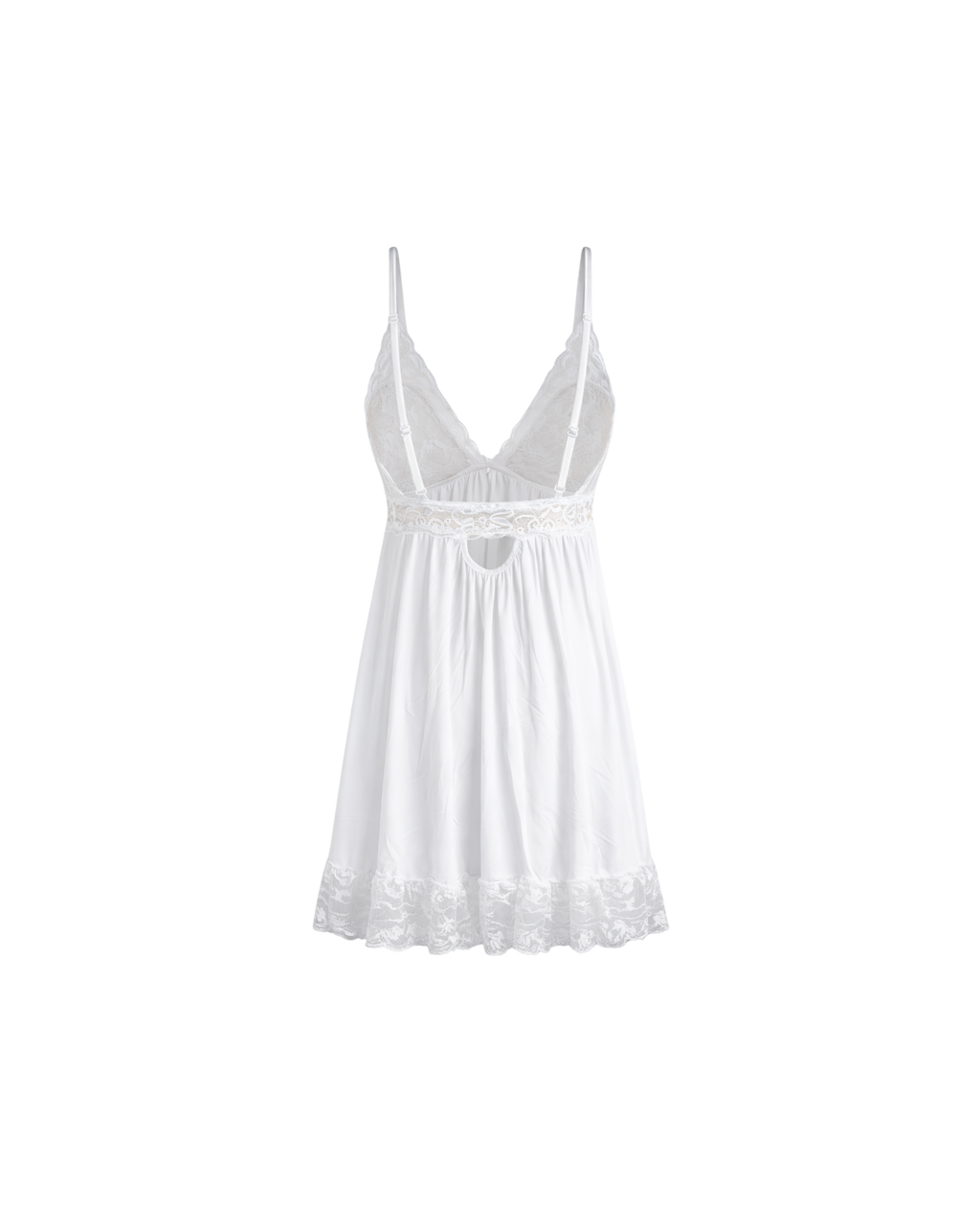 Ensemble Nuisette Blanche Dentelle 3 Pièces – Élégance Satinée & Féminité