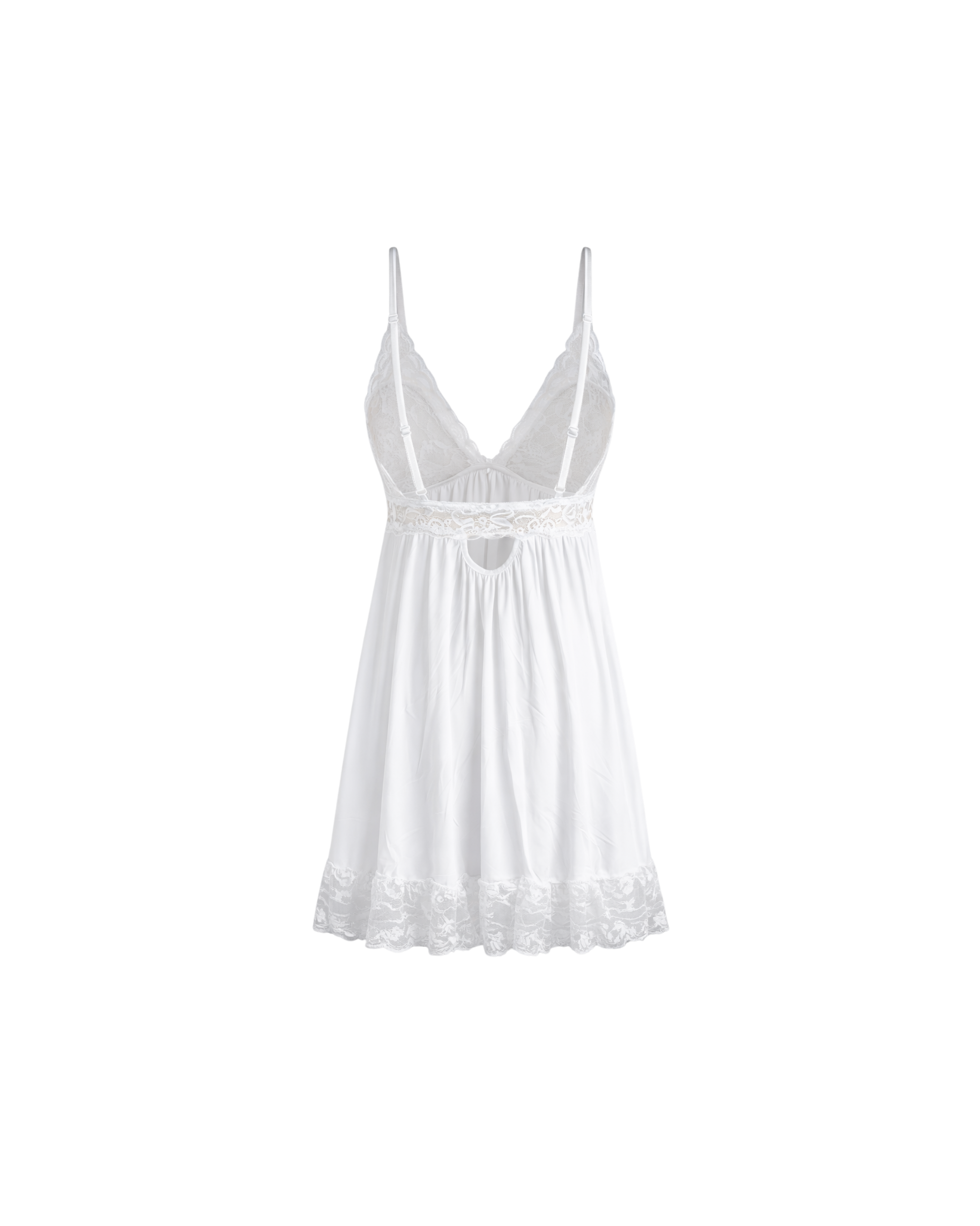 Ensemble Nuisette Blanche Dentelle 3 Pièces – Élégance Satinée & Féminité