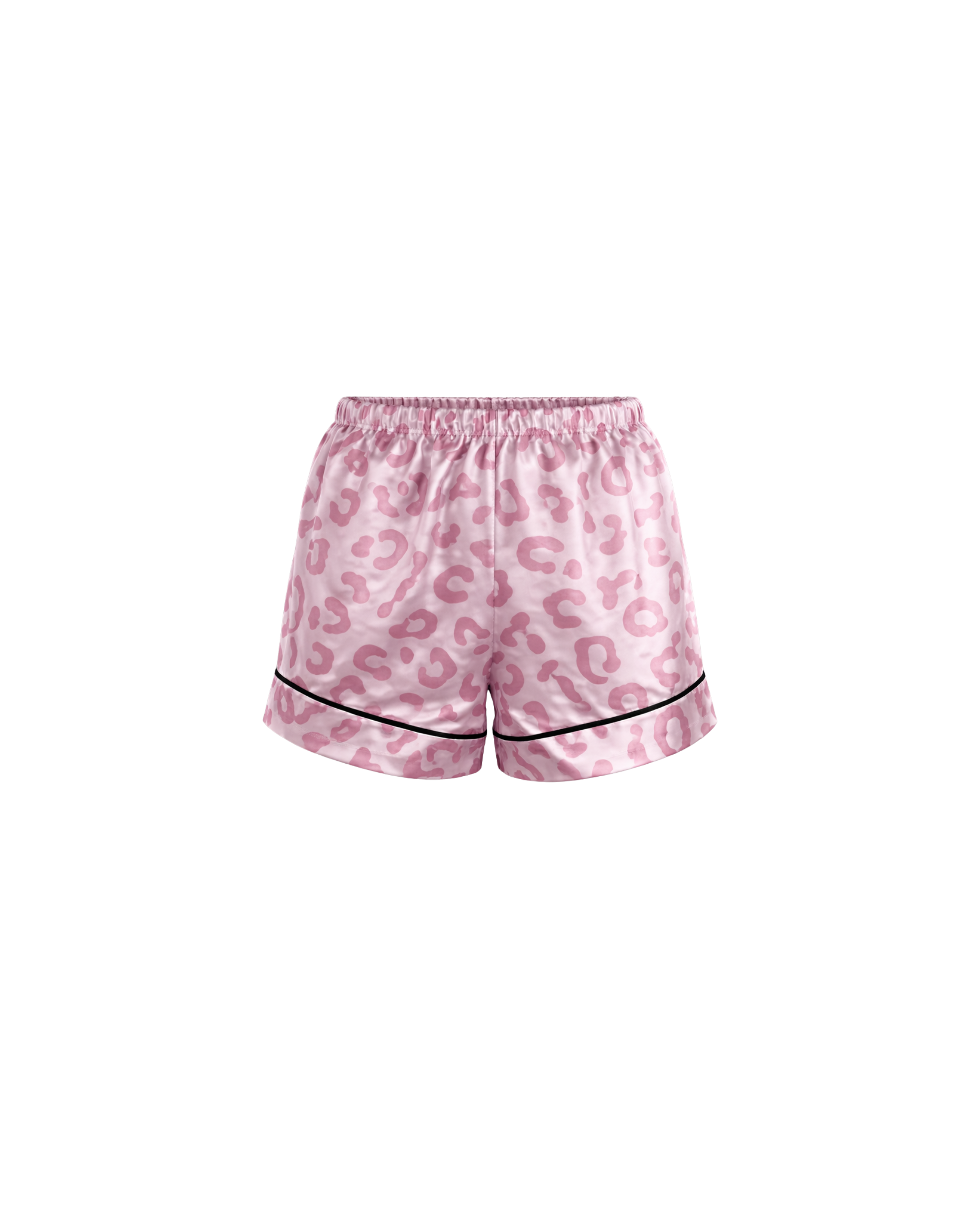 PYJAMA SATIN ROSE IMPRIMÉ LÉOPARD AVEC SHORT
