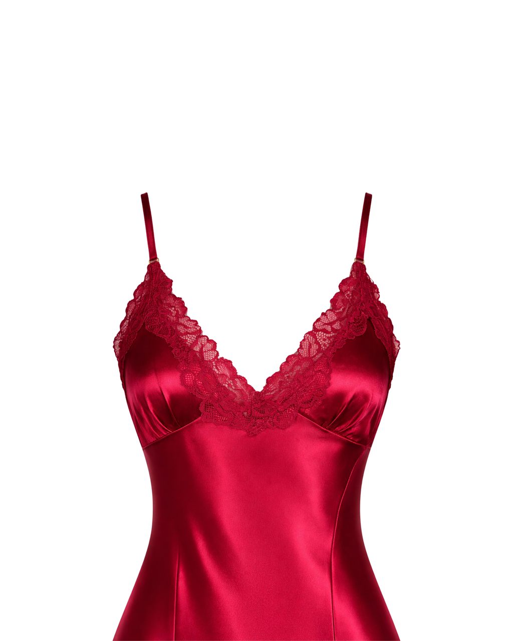 NUISETTE SATIN ROUGE LONGUE DENTELLE