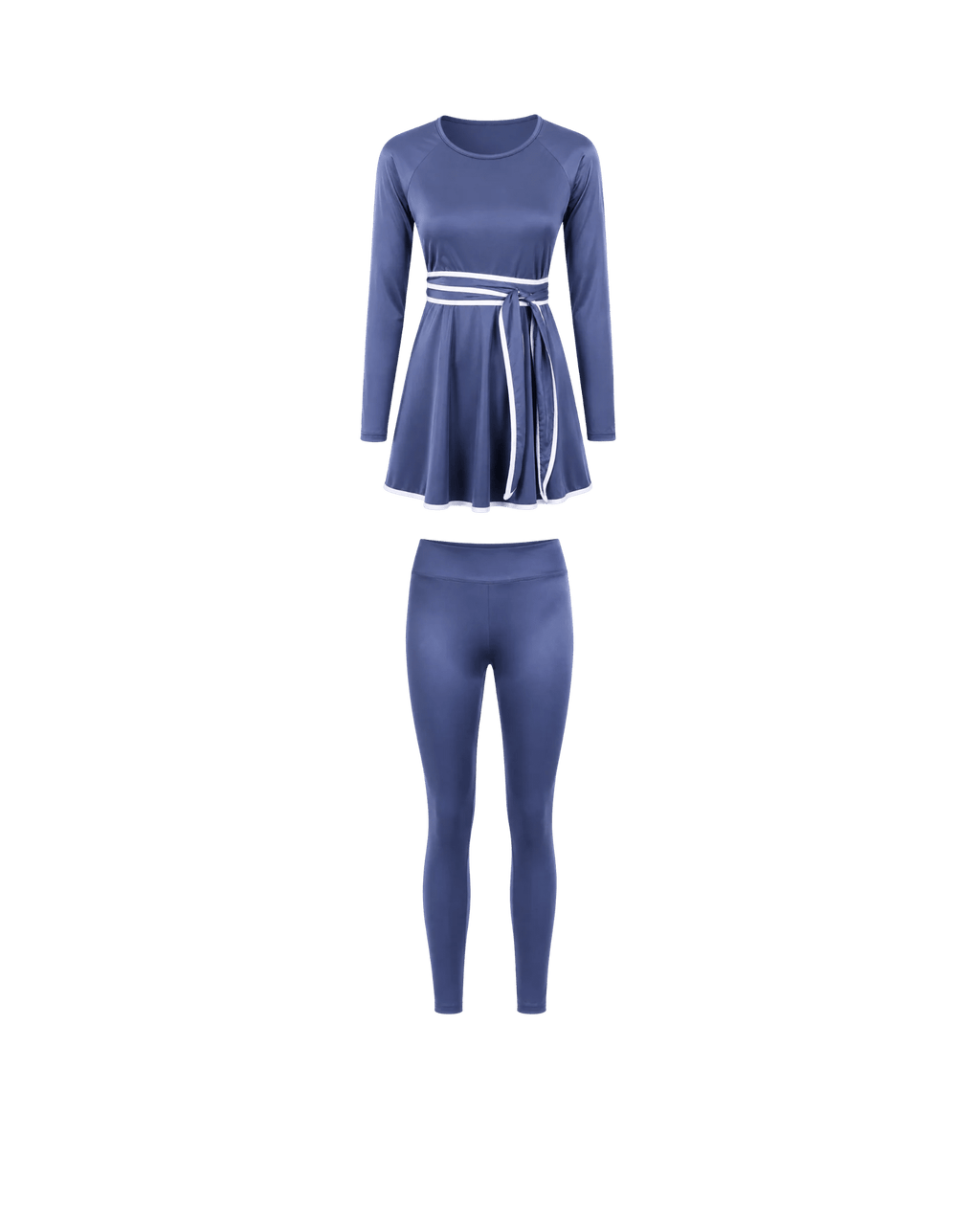 BURKINI FEMME BLEU CIEL ÉLÉGANT 3 PIÈCES AVEC CEINTURE CONTRASTÉE - La Sprezzatura pyjamas