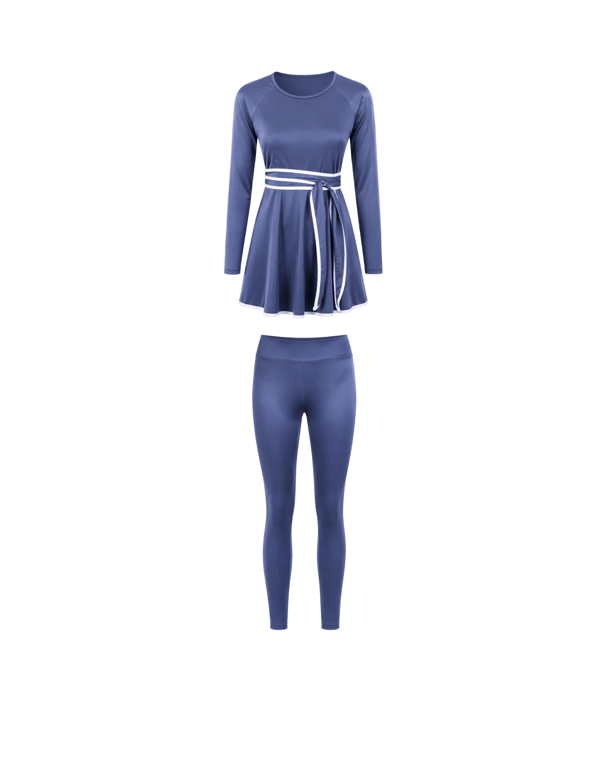 BURKINI FEMME BLEU CIEL ÉLÉGANT 3 PIÈCES AVEC CEINTURE CONTRASTÉE - La Sprezzatura pyjamas