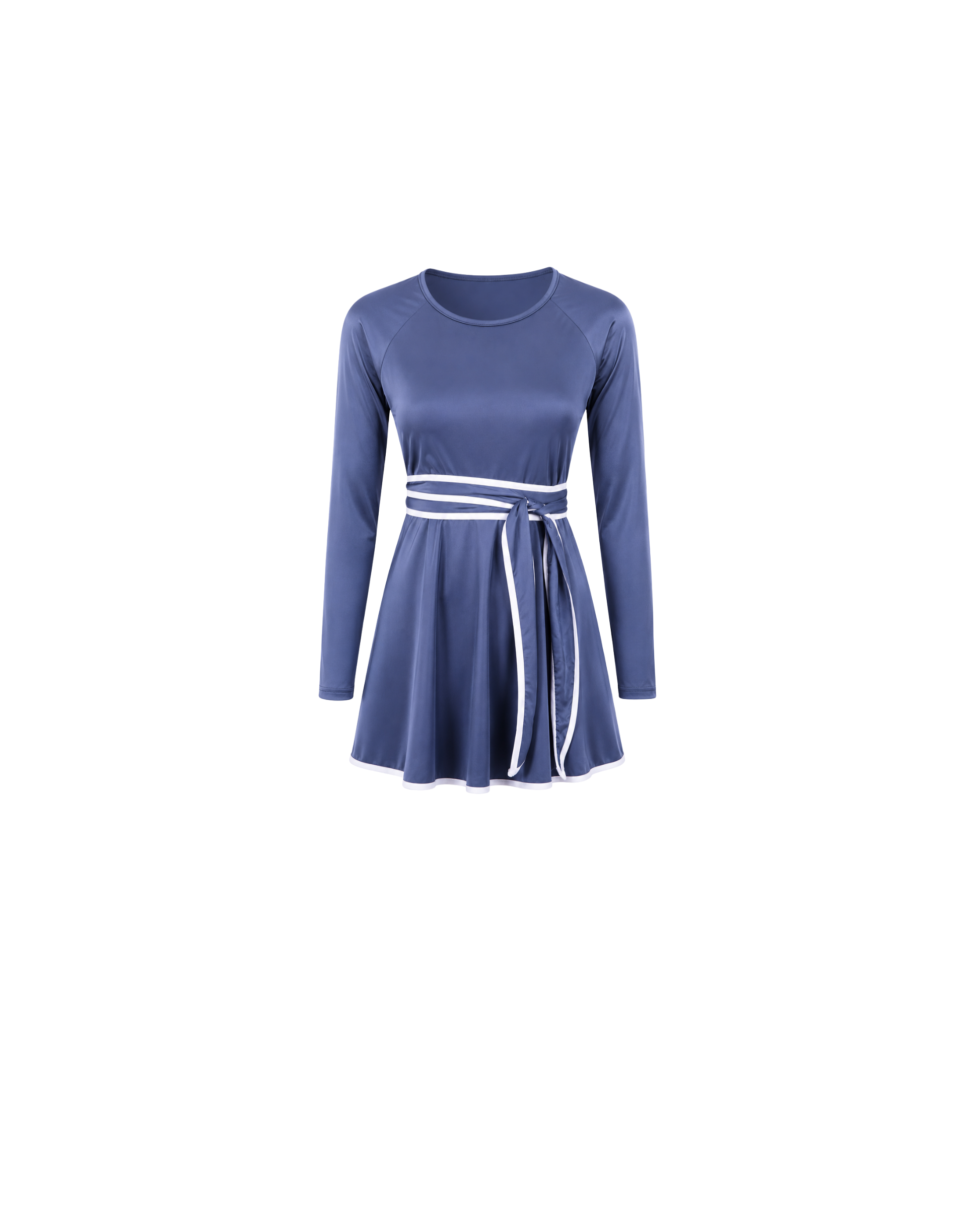 BURKINI FEMME BLEU CIEL ÉLÉGANT 3 PIÈCES AVEC CEINTURE CONTRASTÉE