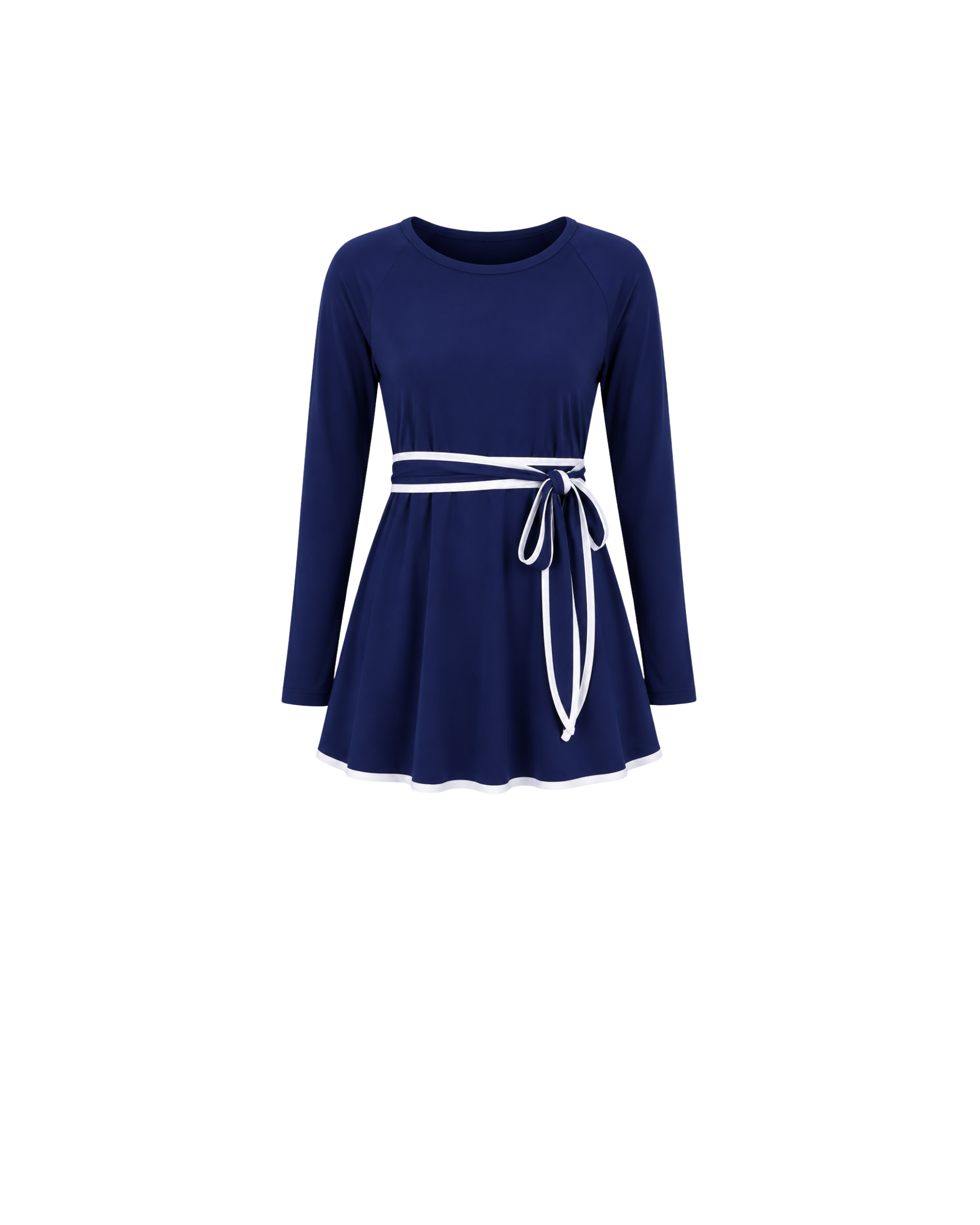 BURKINI FEMME BLEU MARINE ÉLÉGANT 3 PIÈCES AVEC CEINTURE CONTRASTÉE