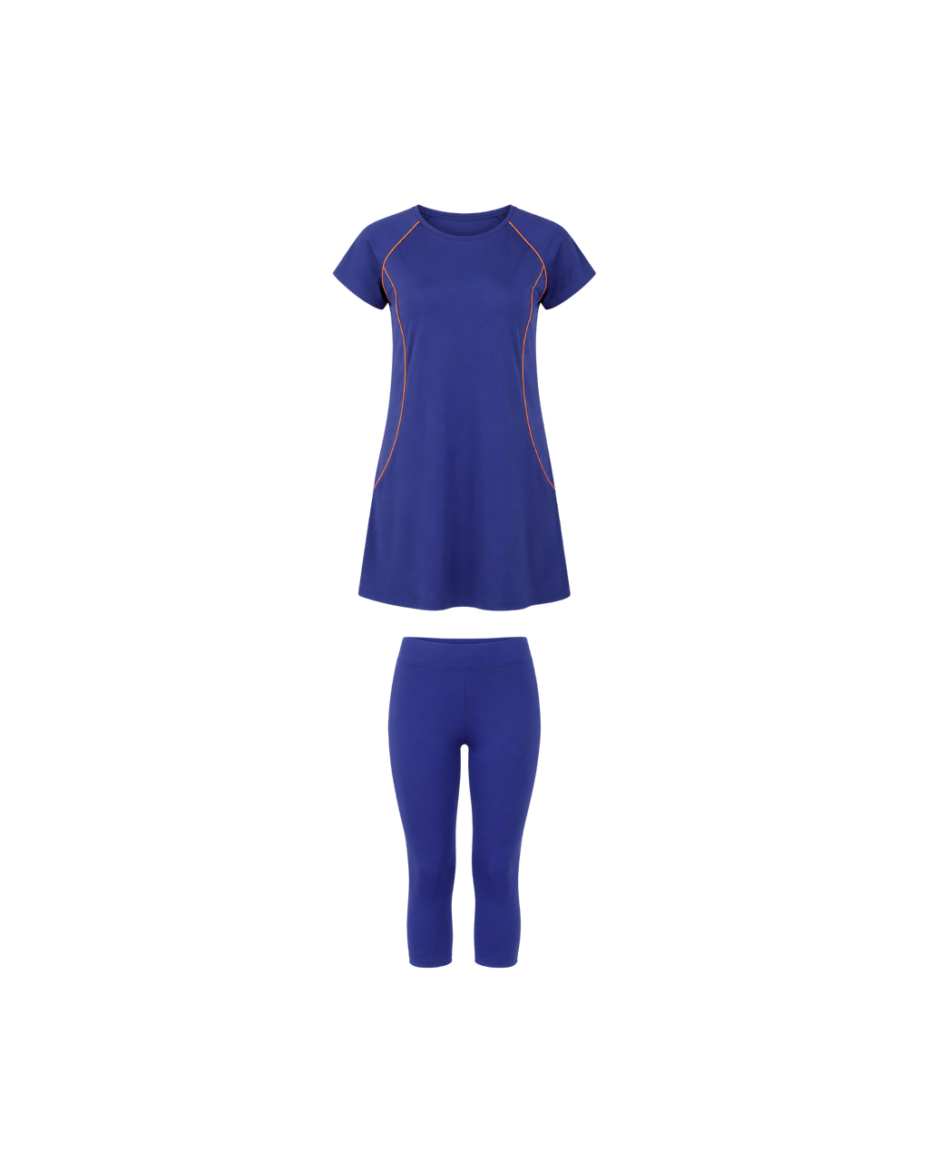 BURKINI FEMME BLEU MARINE 3 PIÈCES AVEC CEINTURE CONTRASTÉE