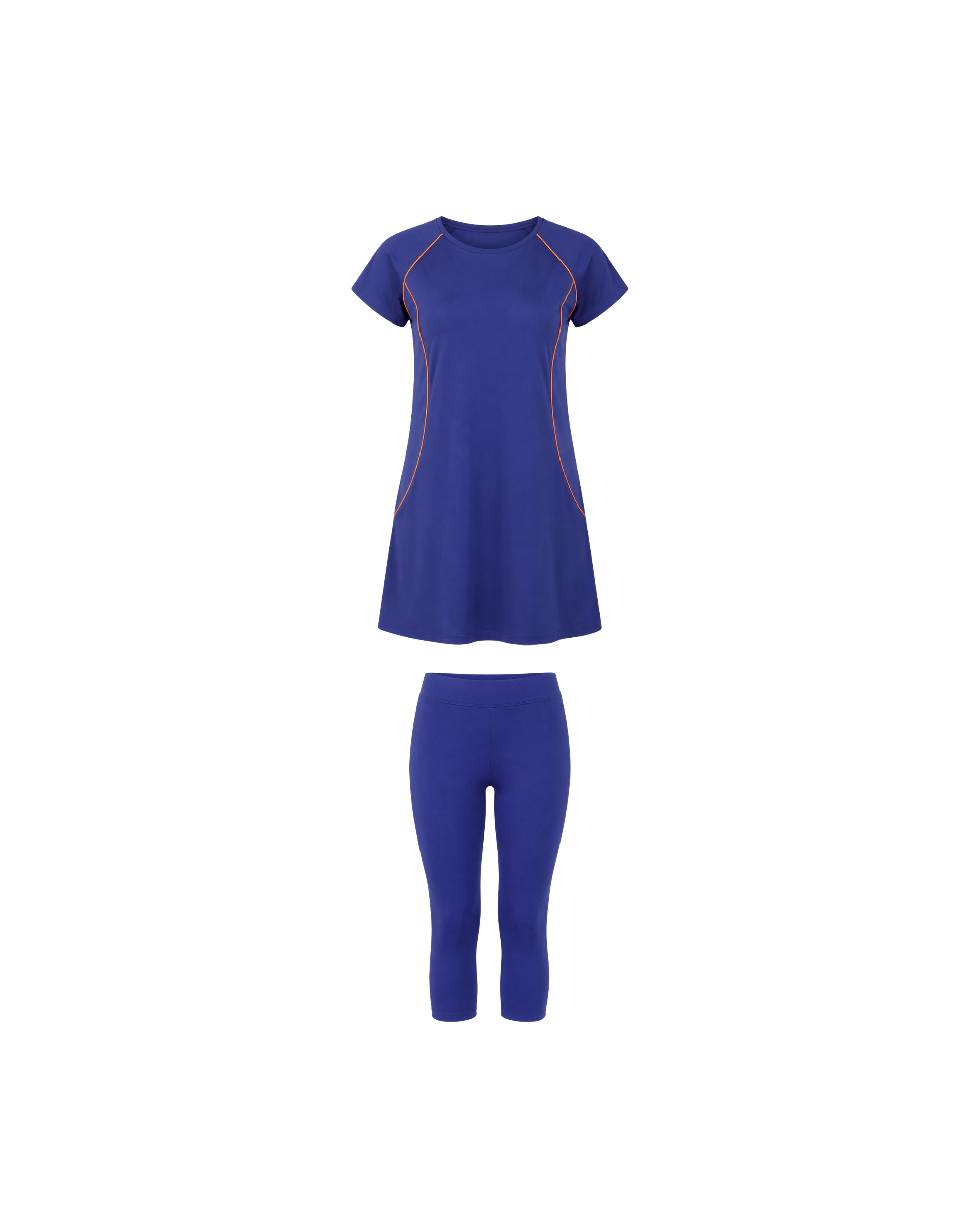 BURKINI FEMME BLEU MARINE 3 PIÈCES AVEC CEINTURE CONTRASTÉE