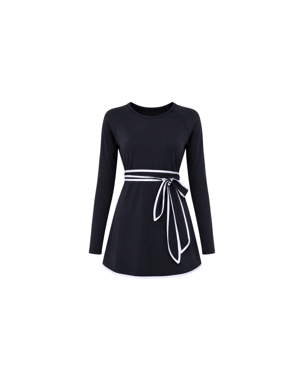 BURKINI FEMME NOIR ÉLÉGANT 3 PIÈCES AVEC CEINTURE CONTRASTÉE