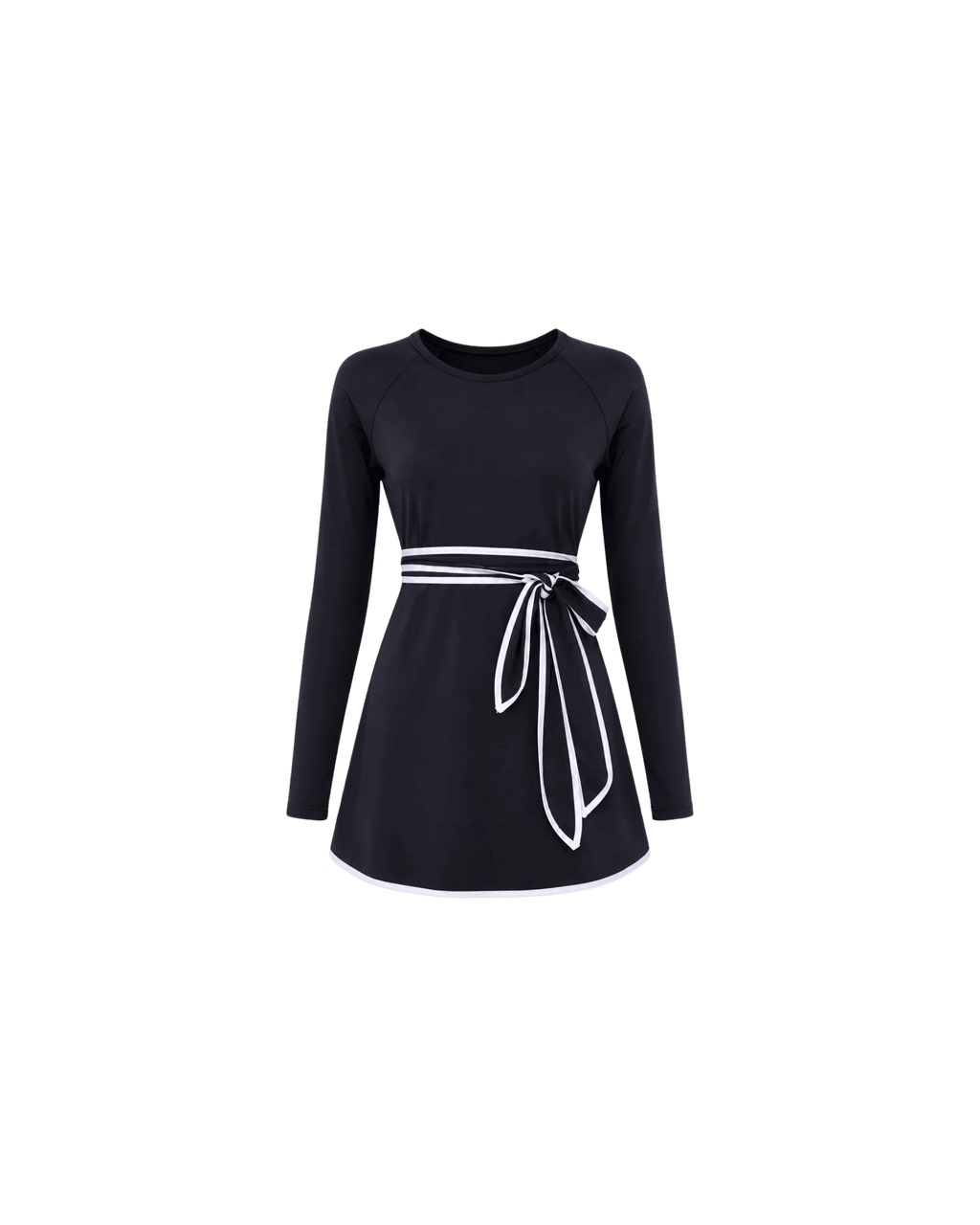 BURKINI FEMME NOIR ÉLÉGANT 3 PIÈCES AVEC CEINTURE CONTRASTÉE - La Sprezzatura pyjamas