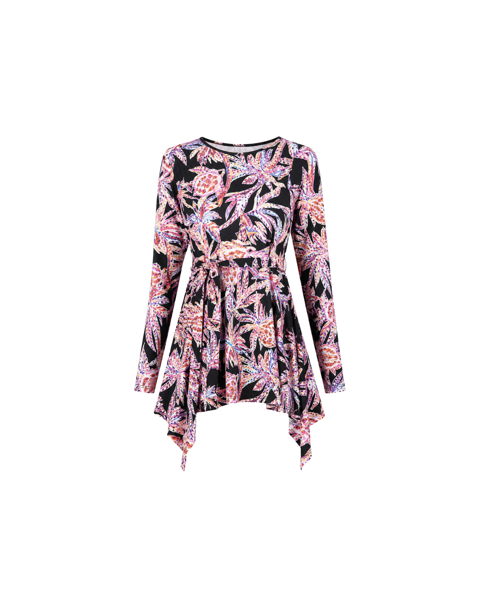 BURKINI FEMME NOIR IMPRIMÉ FLORAL ROSE 3 PIÈCES AVEC BANDEAU