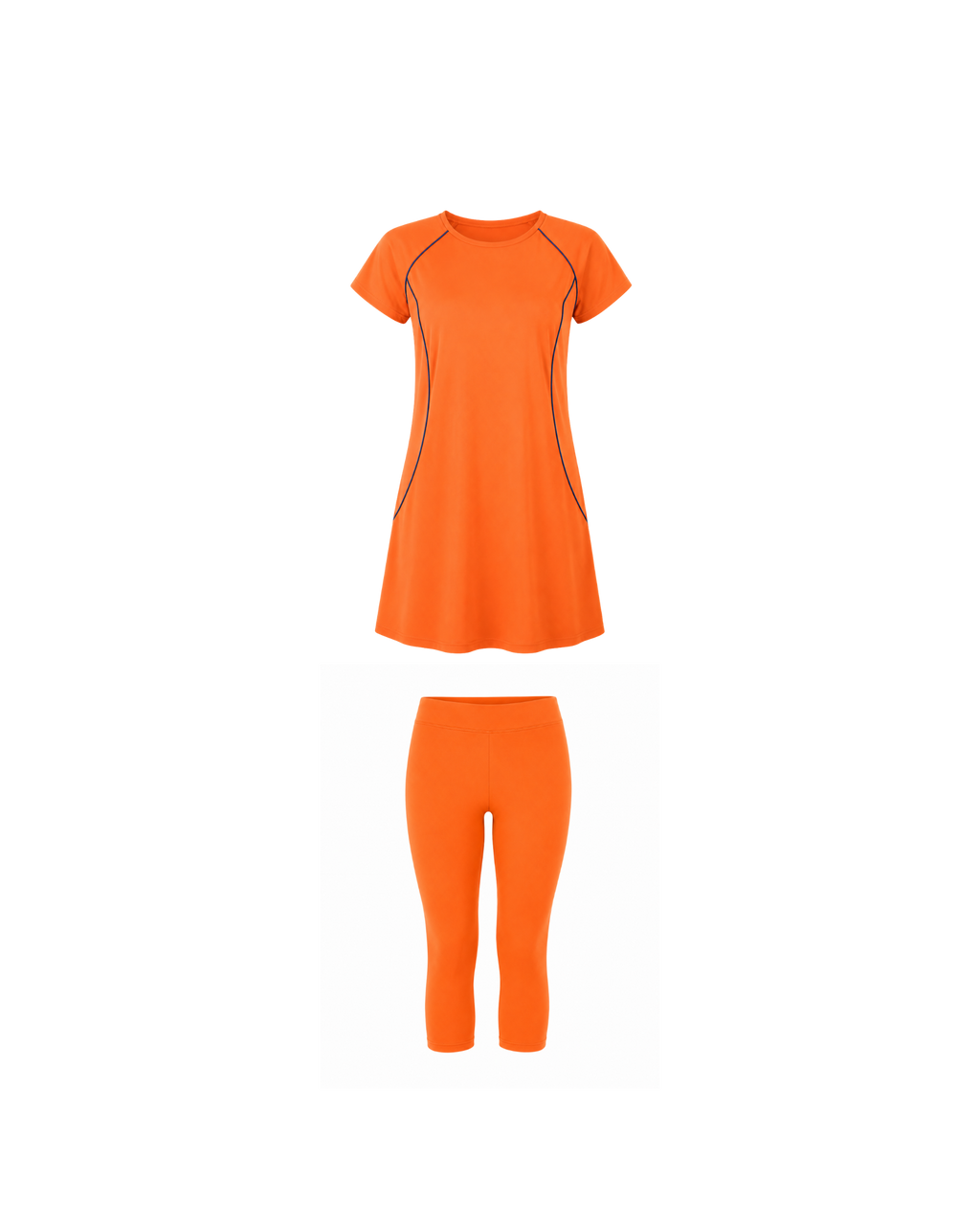 BURKINI FEMME ORANGE 2 PIÈCES MANCHES COURTES