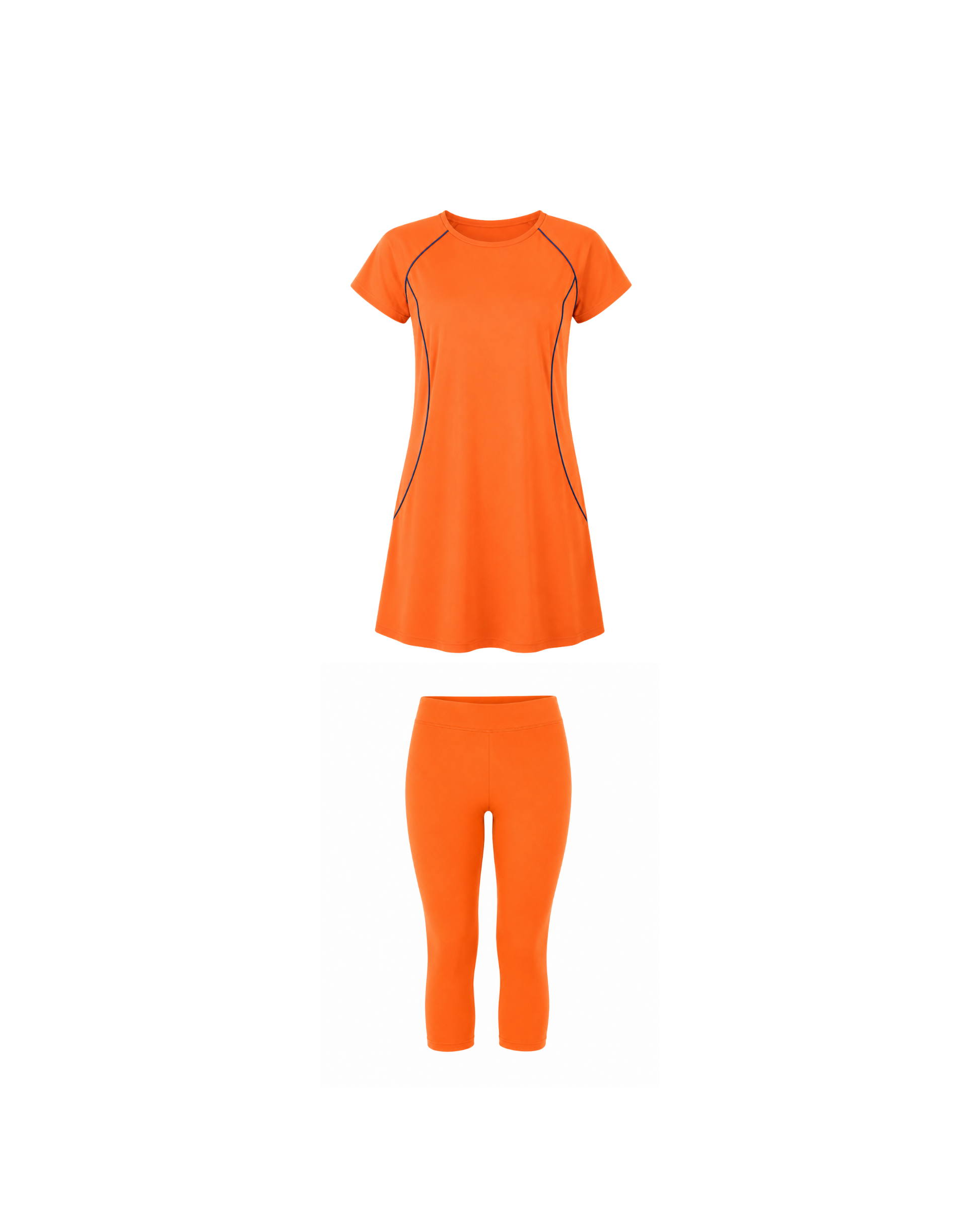 BURKINI FEMME ORANGE 2 PIÈCES MANCHES COURTES