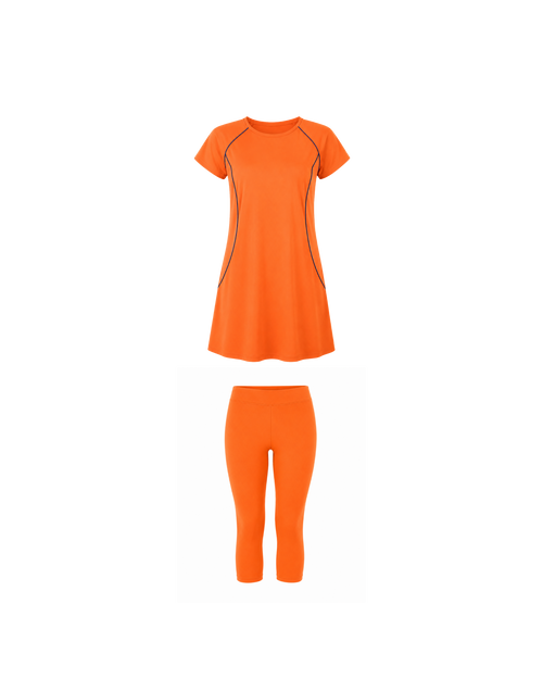 BURKINI FEMME ORANGE 2 PIÈCES MANCHES COURTES