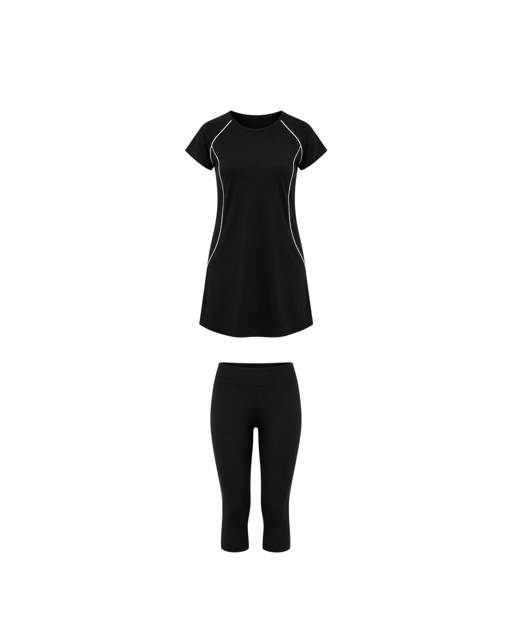 BURKINI NOIR FEMME 2 PIÈCES MANCHES COURTES