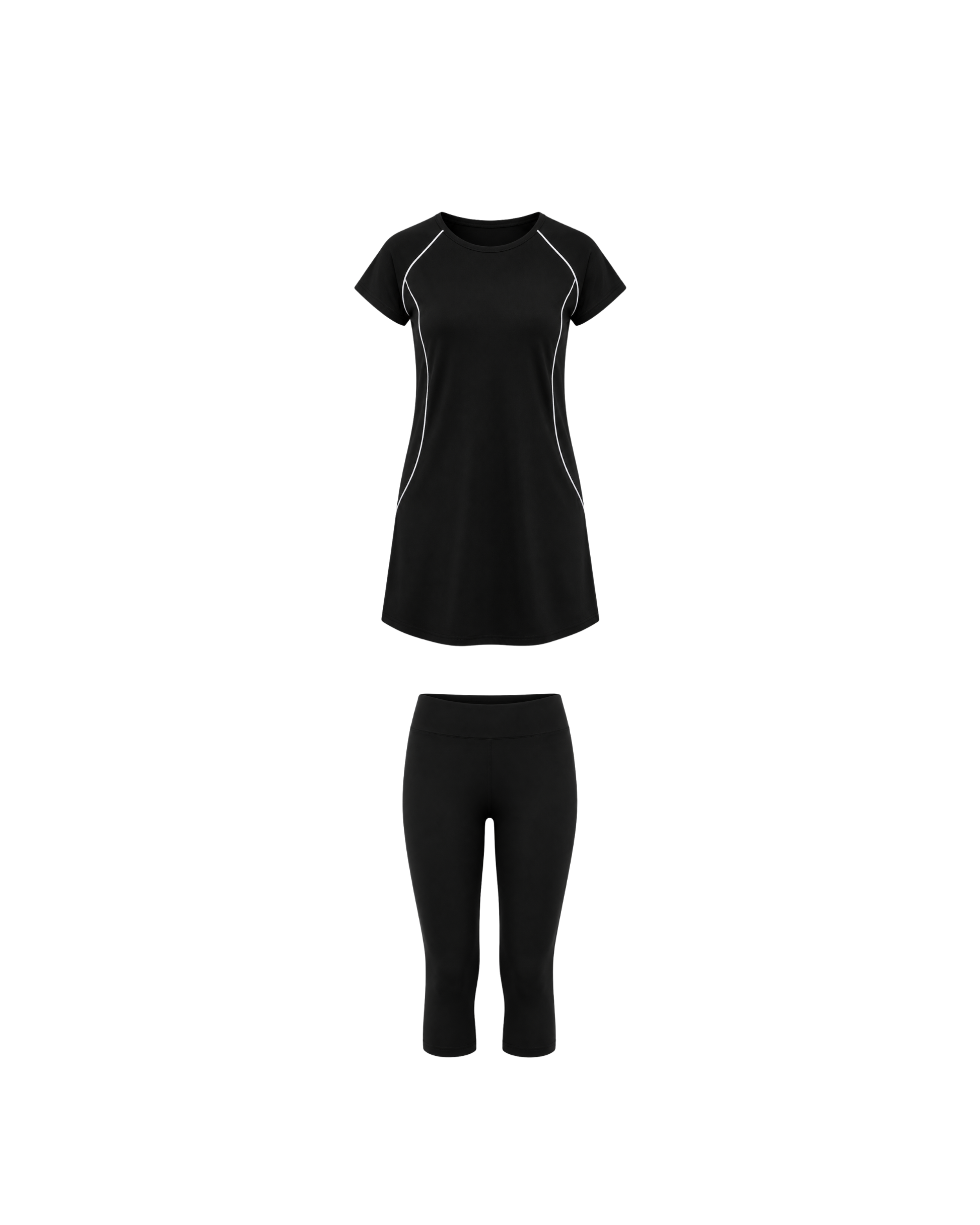 BURKINI NOIR FEMME 2 PIÈCES MANCHES COURTES