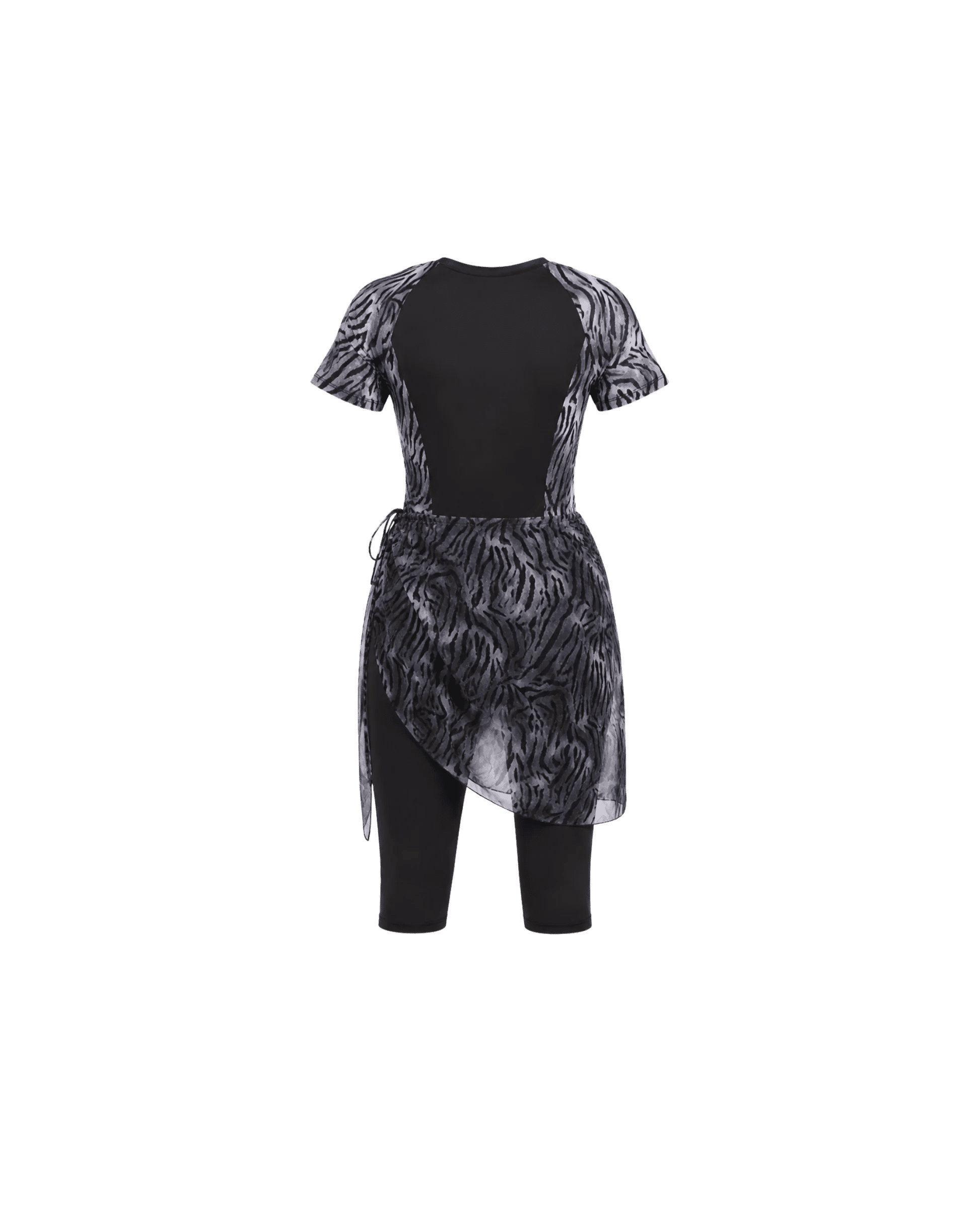 BURKINI FEMME NOIR IMPRIMÉ ZÈBRE ET CACHE-MAILLOT ASSORTI - La Sprezzatura pyjamas