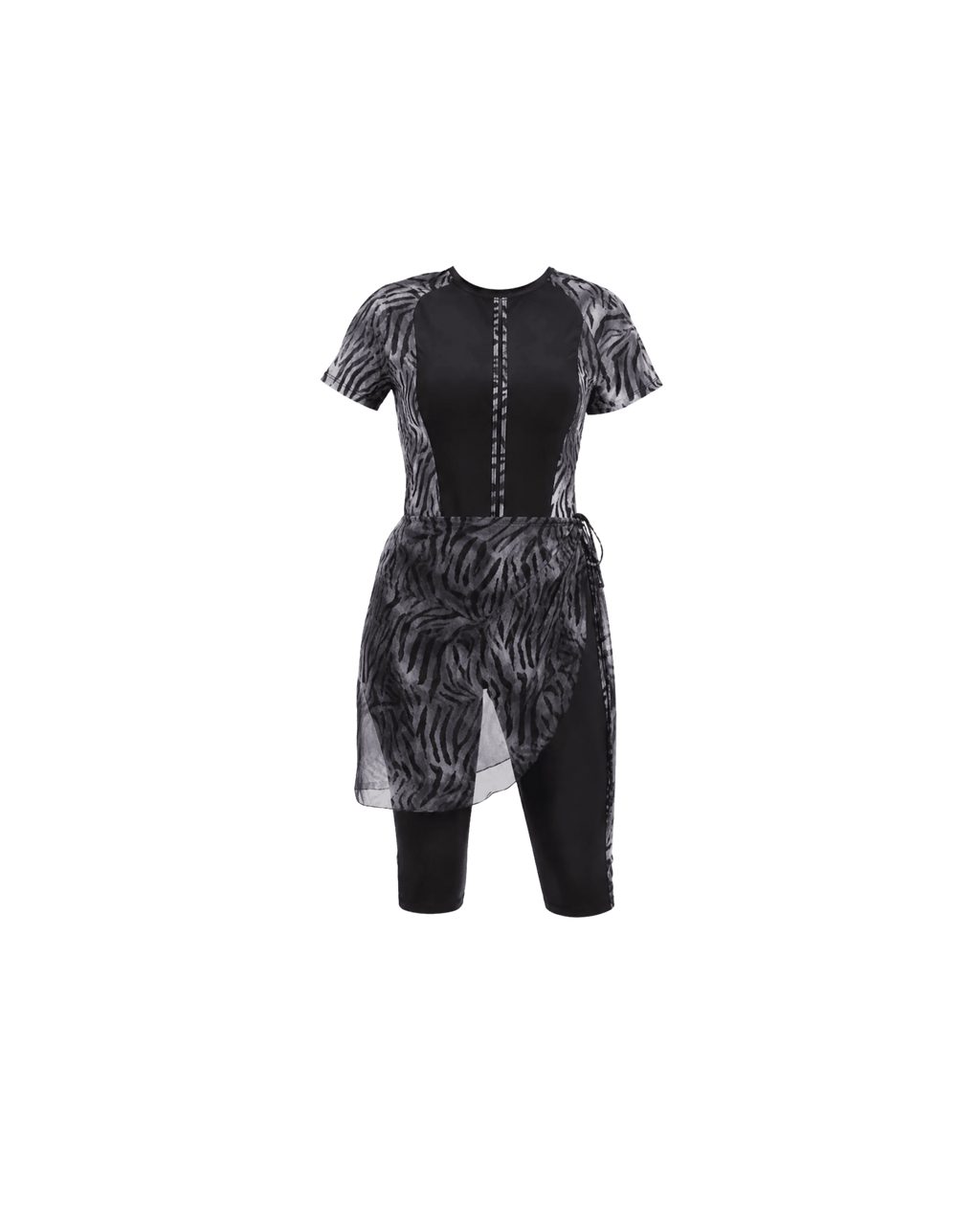 BURKINI FEMME NOIR IMPRIMÉ ZÈBRE ET CACHE-MAILLOT ASSORTI - La Sprezzatura pyjamas