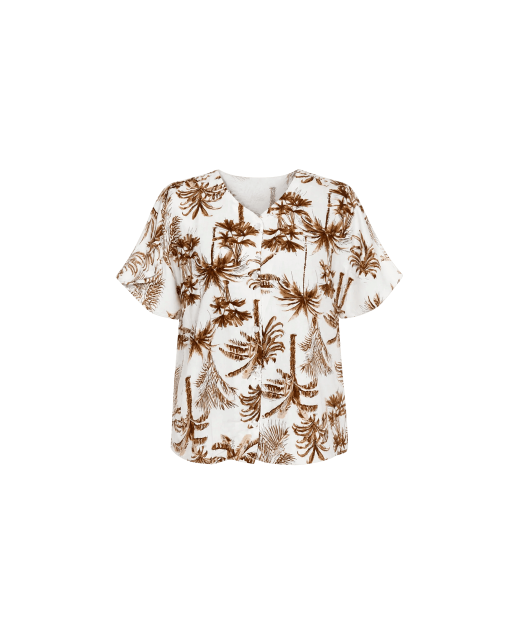 Pyjama Blanc 2 Pièces — Imprimé Palmiers Caramel - La Sprezzatura pyjamas