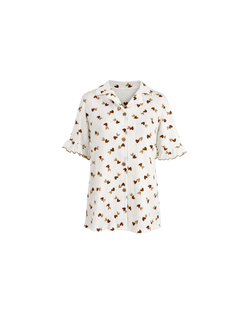 Pyjama Blanc 2 Pièces — Imprimé Cœurs Chocolat