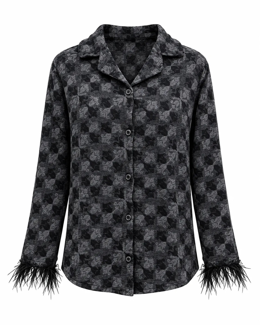 Pyjama Femme Noir & Gris à Plumes – Ensemble 2 Pièces - La Sprezzatura pyjamas