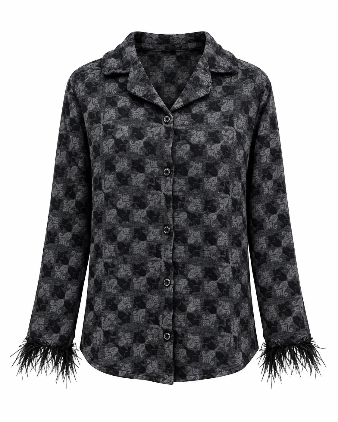 Pyjama Femme Noir & Gris à Plumes – Ensemble 2 Pièces - La Sprezzatura pyjamas