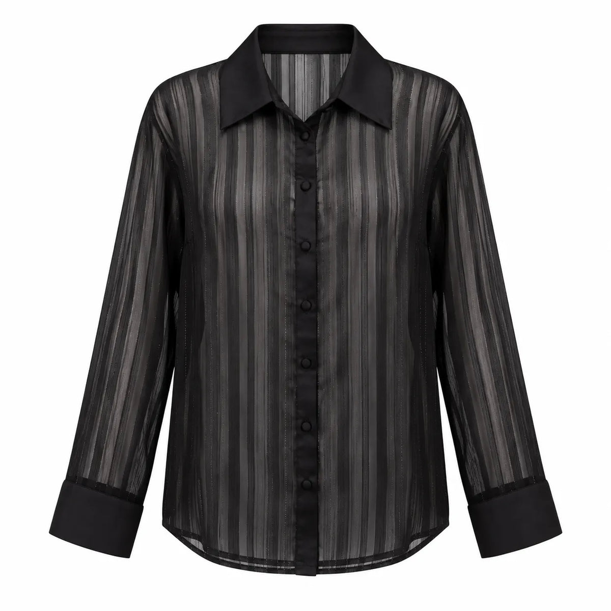 Pyjama Femme Noir Satin – Chemise Transparente & Pantalon Large - La Sprezzatura pyjamas