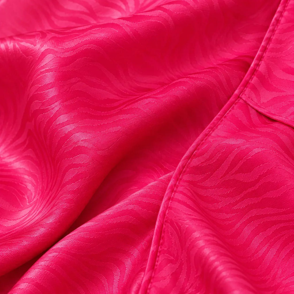 Pyjama Satin Jacquard Fuchsia à Volants – Palazzo - La Sprezzatura pyjamas