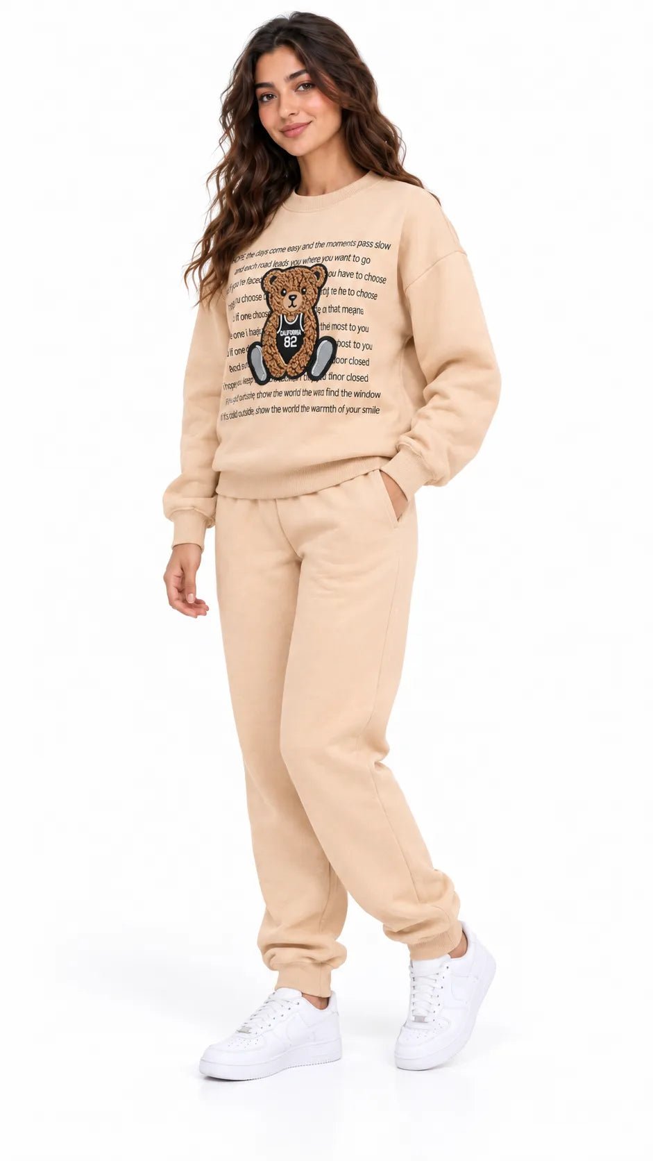 Ensemble Jogging Femme Beige Teddy California 82 - La Sprezzatura pyjamas
