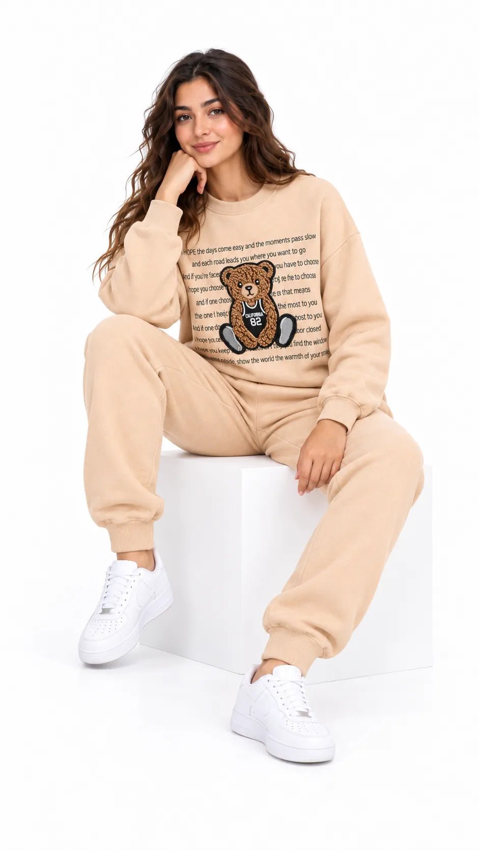 Ensemble Jogging Femme Beige Teddy California 82 - La Sprezzatura pyjamas