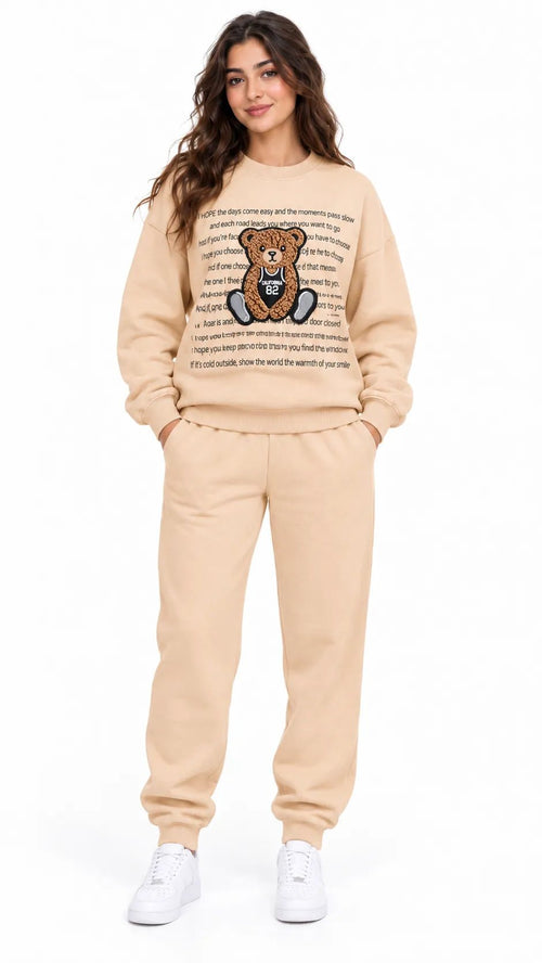 Ensemble Jogging Femme Beige Teddy California 82 - La Sprezzatura pyjamas