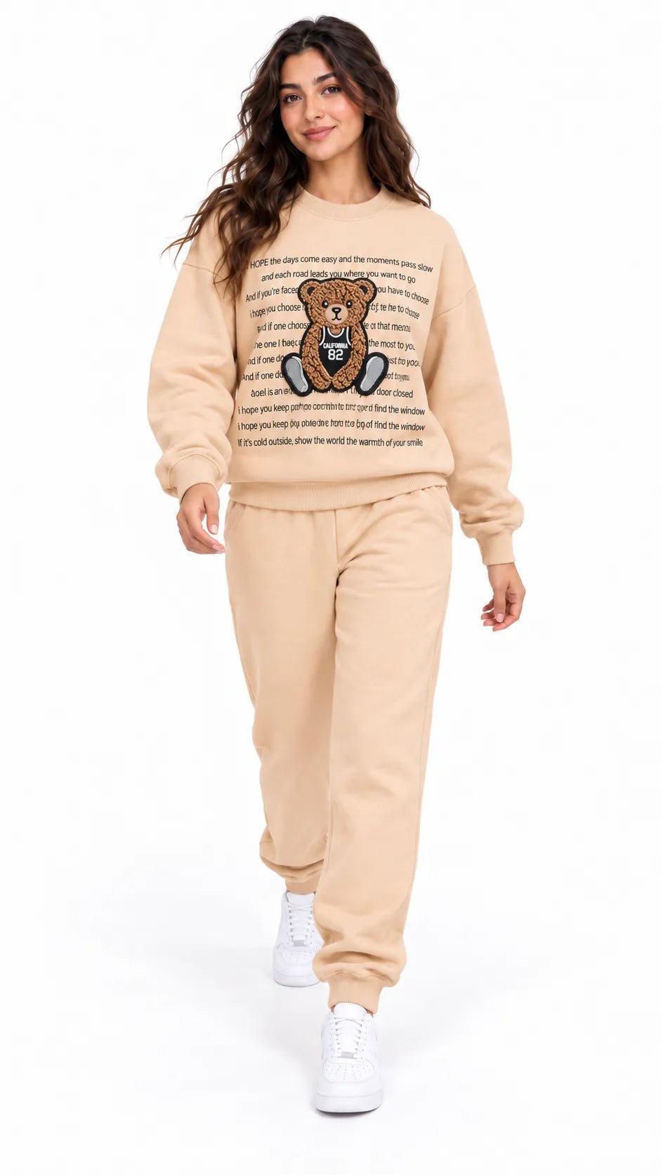 Ensemble Jogging Femme Beige Teddy California 82 - La Sprezzatura pyjamas