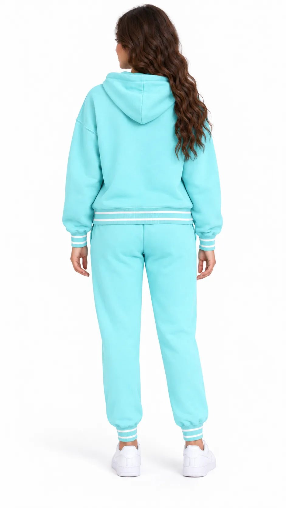Ensemble Jogging Femme Bleu Turquoise à Capuche Heart Smile - La Sprezzatura pyjamas