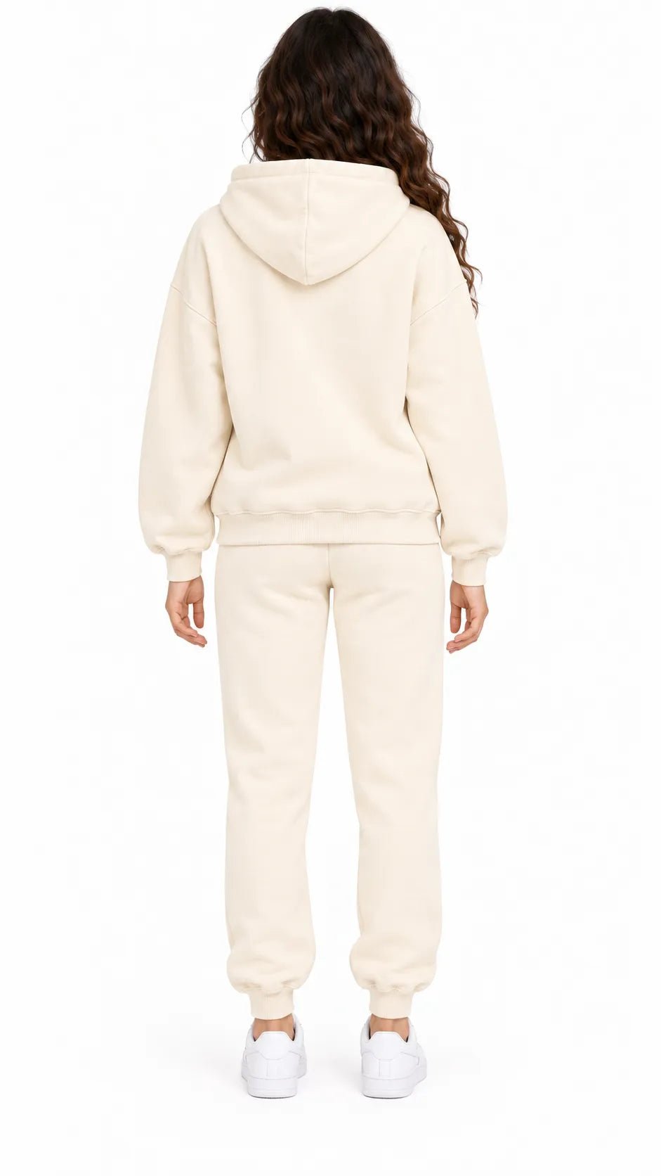 Ensemble Jogging Femme Écru à Capuche Heart Smile - La Sprezzatura pyjamas