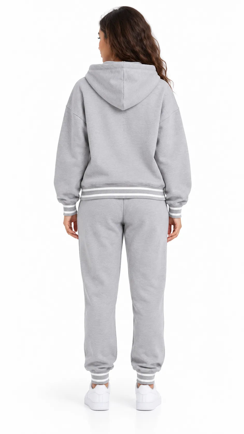 Ensemble Jogging Femme Gris Chiné à Capuche Heart Smile - La Sprezzatura pyjamas