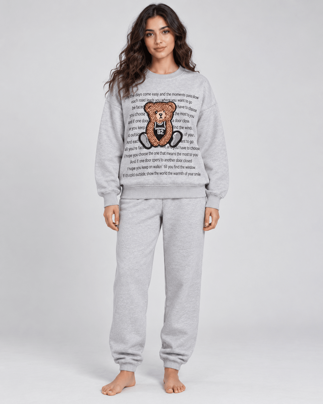 Ensemble Jogging Femme Gris Chiné Teddy 82 - La Sprezzatura pyjamas