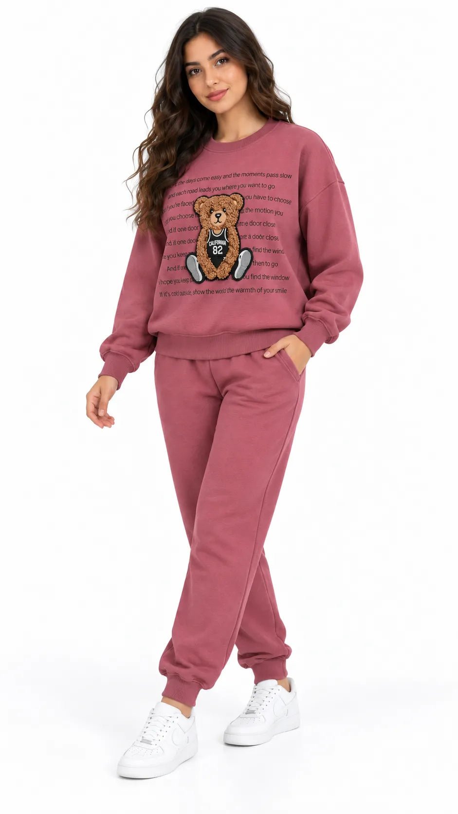Ensemble Jogging Femme Rose Framboise Teddy California 82 - La Sprezzatura pyjamas