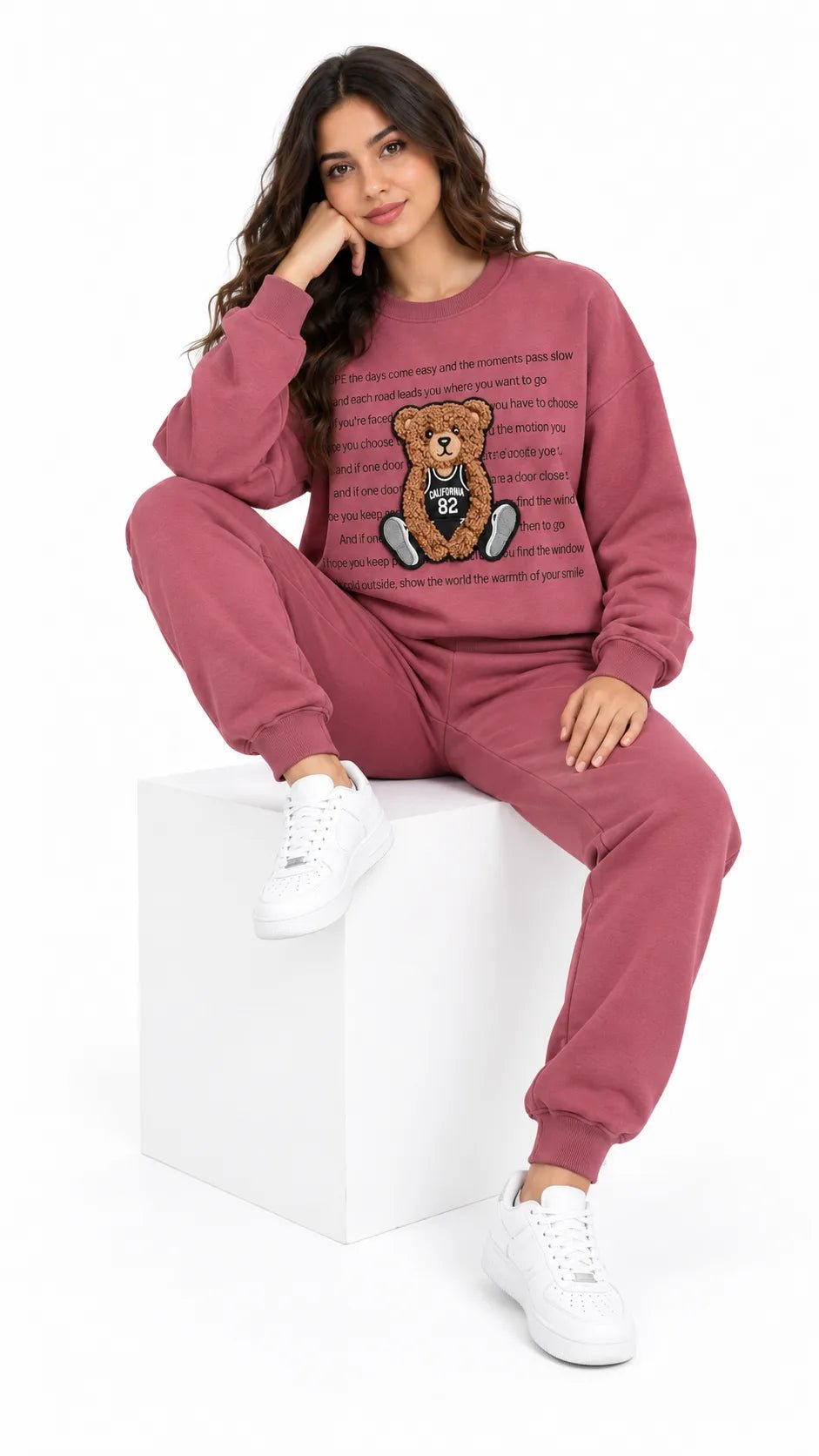 Ensemble Jogging Femme Rose Framboise Teddy California 82 - La Sprezzatura pyjamas
