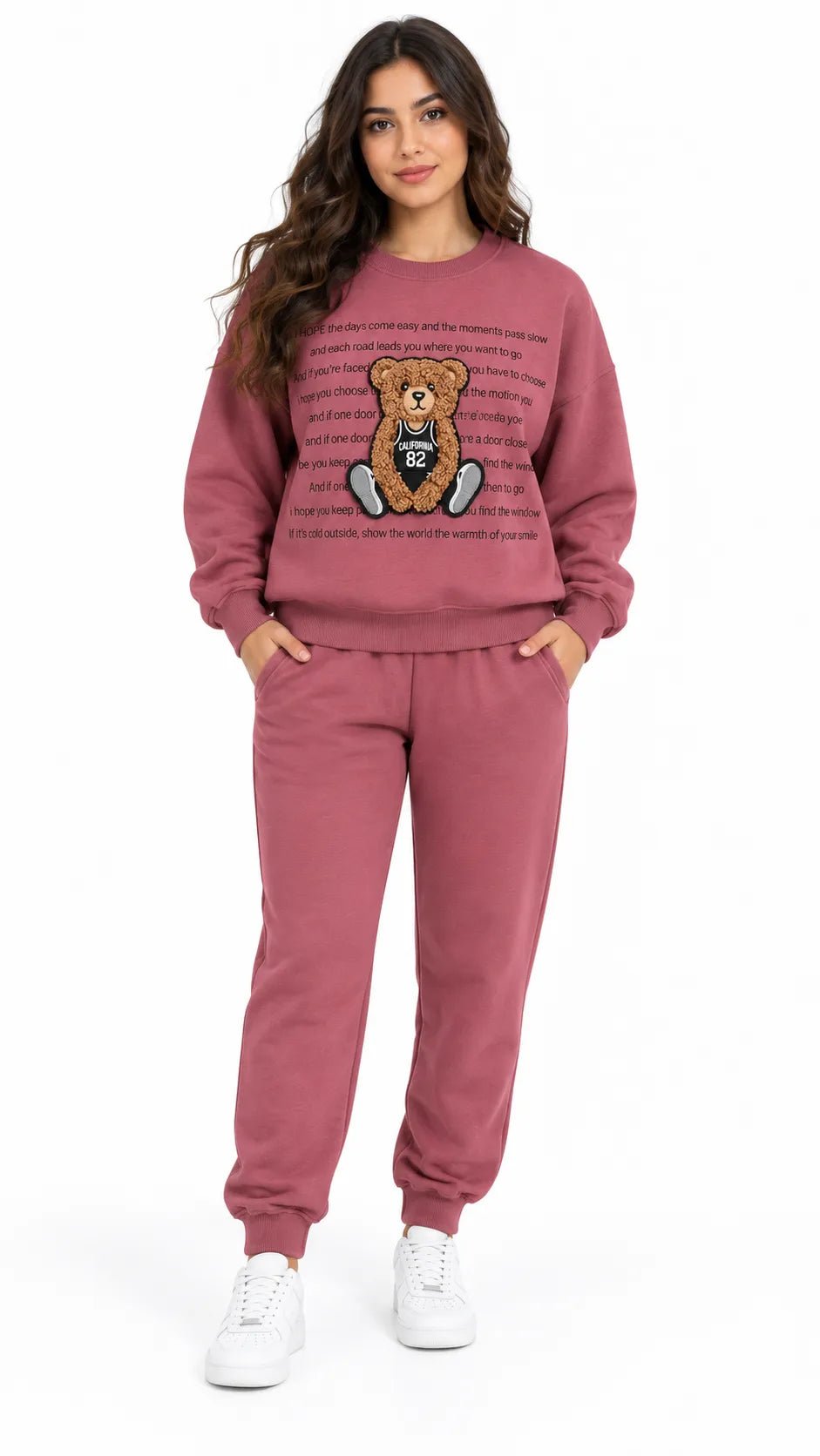 Ensemble Jogging Femme Rose Framboise Teddy California 82 - La Sprezzatura pyjamas