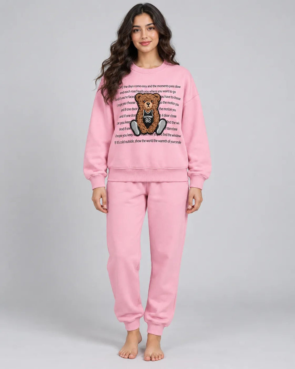 Ensemble Jogging Femme Rose Teddy California 82 - La Sprezzatura pyjamas