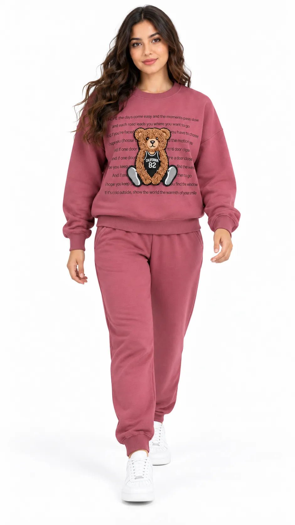 Ensemble Jogging Femme Rose Framboise Teddy California 82 - La Sprezzatura pyjamas
