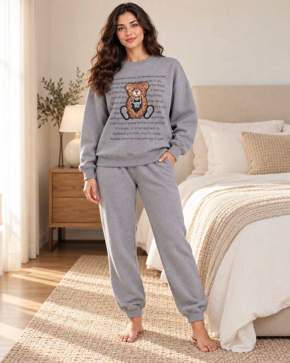 Ensemble Jogging Femme Teddy Gris – Sweat & Pantalon - La Sprezzatura pyjamas