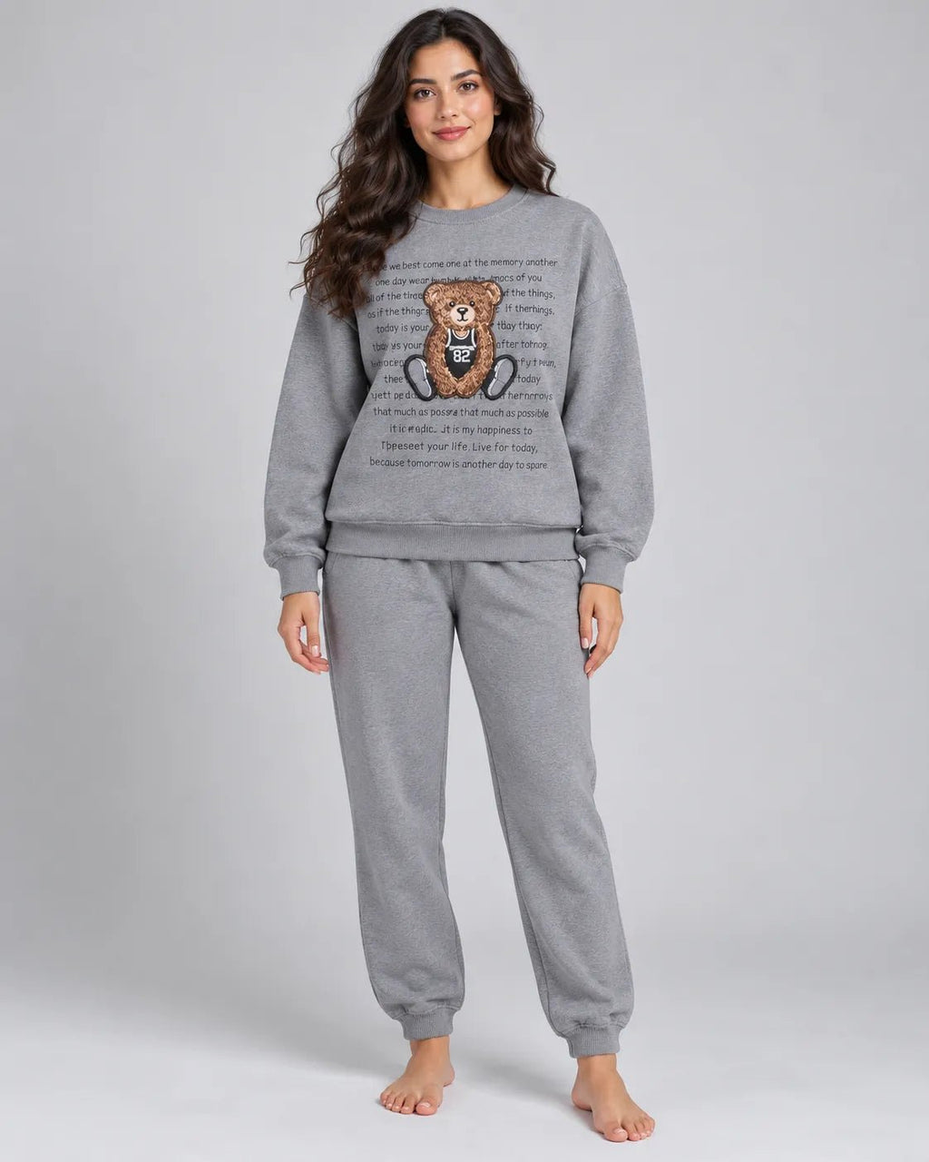 Ensemble Jogging Femme Teddy Gris – Sweat & Pantalon - La Sprezzatura pyjamas