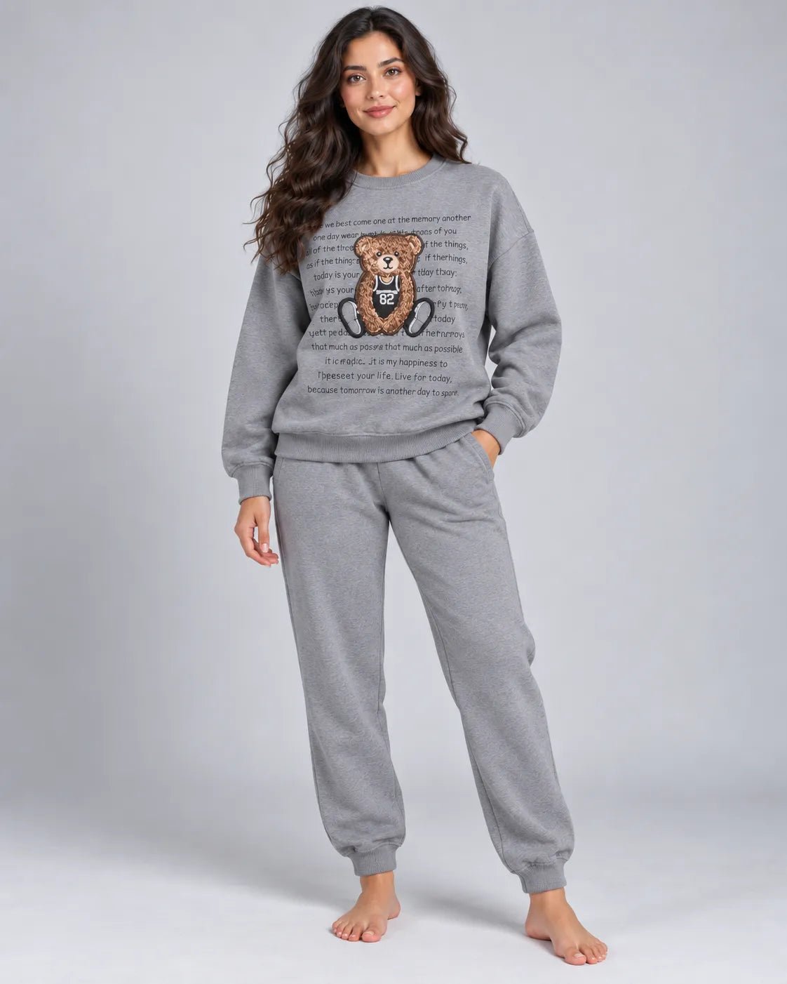 Ensemble Jogging Femme Teddy Gris – Sweat & Pantalon - La Sprezzatura pyjamas