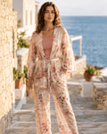 Ensemble 3 Pièces Aquarelle Rose – Kimono, Pantalon & Débardeur - La Sprezzatura pyjamas