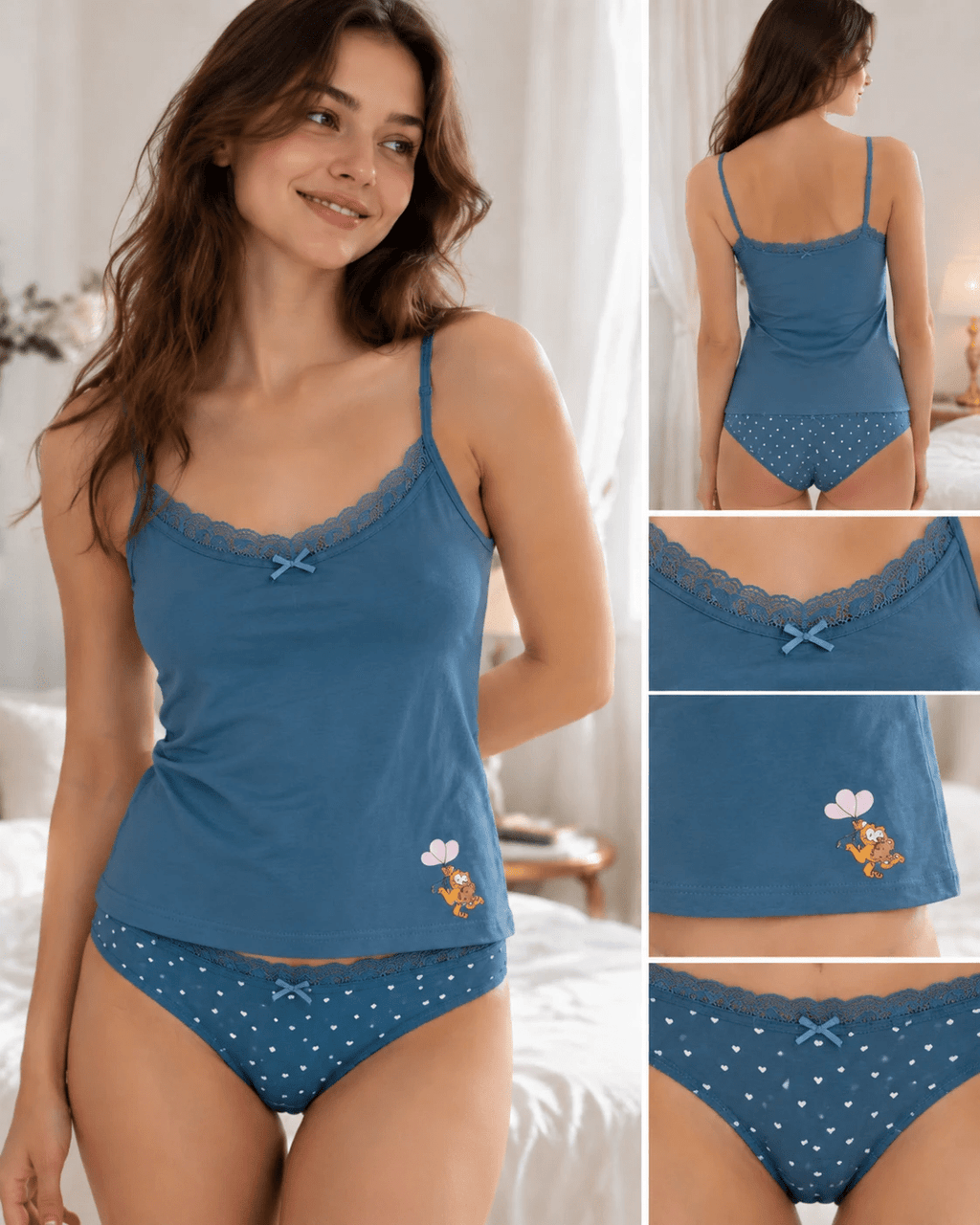 Pack 2 Ensembles Pyjama Femme Coton – Bleu + Gris - La Sprezzatura pyjamas