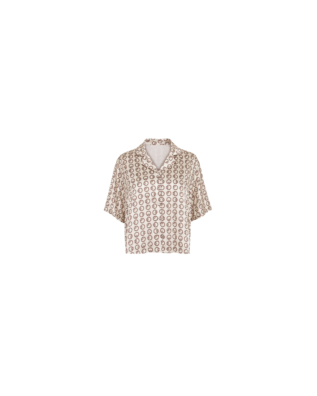 Pyjama Satin Monogramme Beige – Coupe Oversize